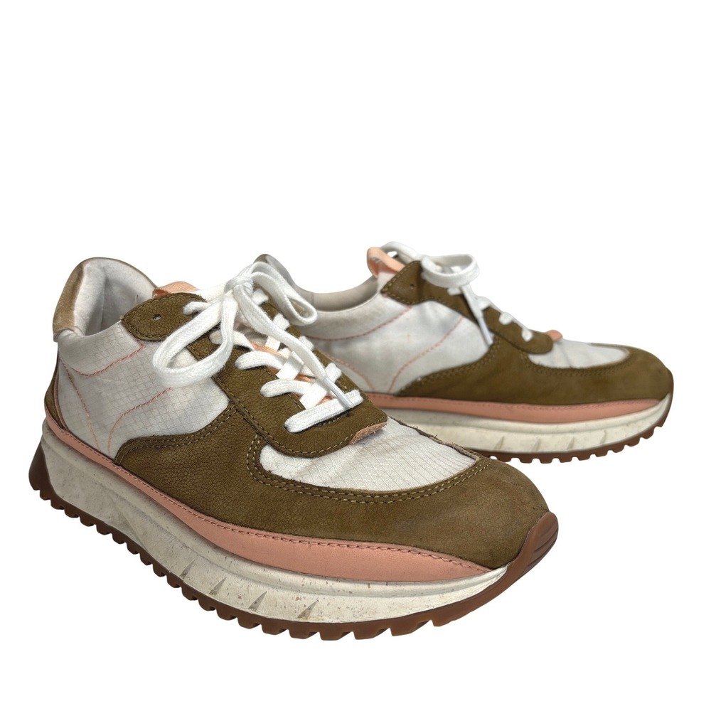 Madewell MWL Kickoff Trainer Sneakers Brown White Pink Suede Ripstop Size 8.5